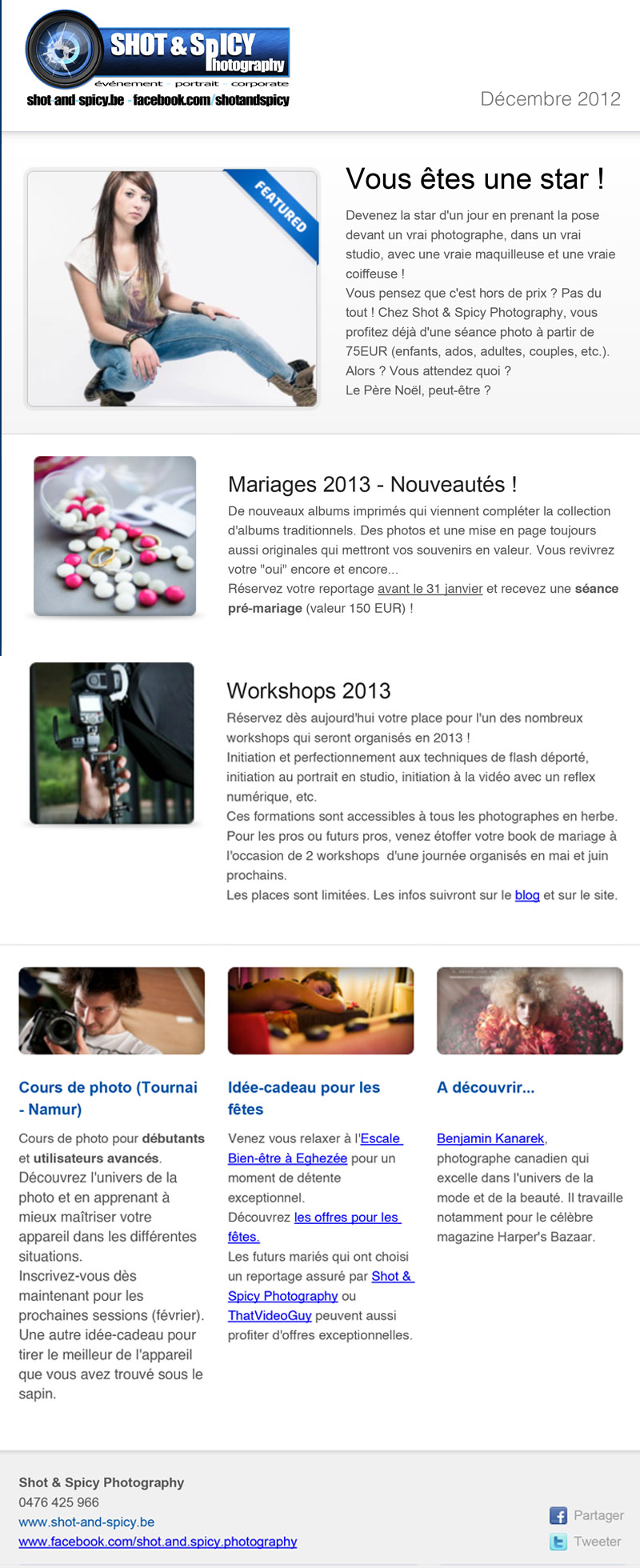 Newsletter décembre - Shot & Spicy Photography - photographe à Namur/Tournai